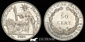 Third Republic Silver 50 centimes 13.50 g, 29 mm. Paris 1936 Uncirculated