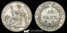 Third Republic Silver 10 centimes 2.7000 g, 19 mm. Paris. 1937 Uncirculated