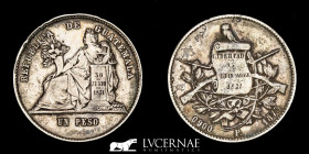 Guatemala Silver .900 1 peso 25,00 g, 37 mm Guatemala  1873-P Good very fine (MBC+)