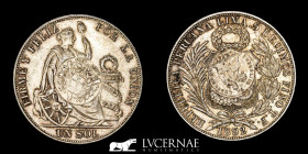 Guatemala  Silver .900 1 peso count-stamped on Peru 1 sol 1892 25,00 g, 37 mm Guatemala 1894 Extremely fine +