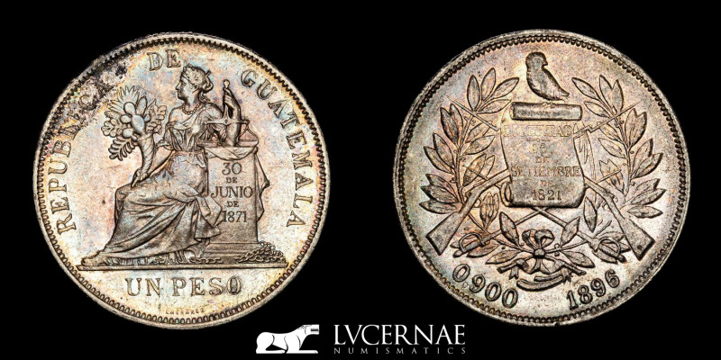 Republic of Guatemala - 1 peso silver .900, minted in the year 1896.

Extremely ...