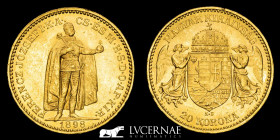 Hungary Gold 20 Korona 6.77 g. 21 mm. Kremnitz, Slovakia K.B 1898 AU (About Uncirculated)