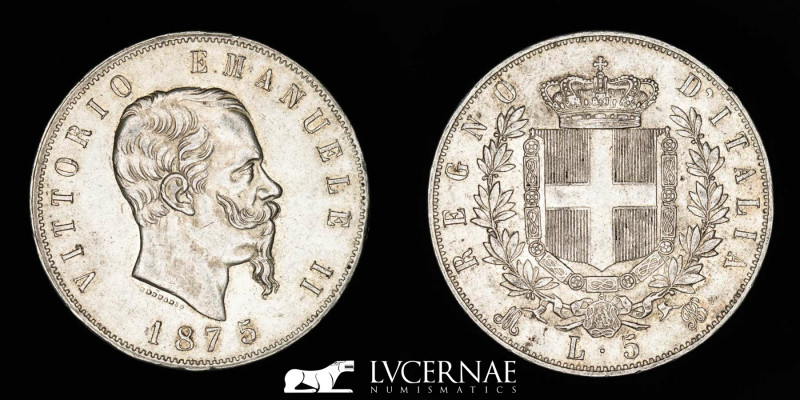 Italy - Vittorio Emanuele II (1861-1878) 5 Lire, silver. Minted in Milan,1875. M...