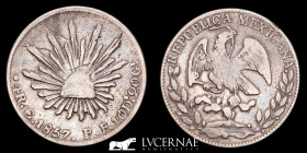 Mexico Republica Silver 4 reales 13.26 g. 32 mm Go - Guanajuato. 1857 Good very fine