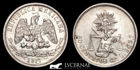 Mexico Republica Silver 50 Centavos 13.60 g • ⌀ 30.5 mm. Guanajuato 1871 Near extremely fine