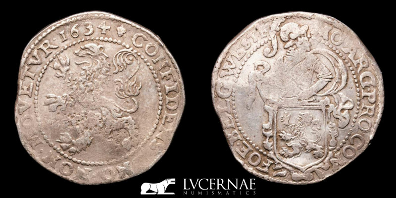 Netherlands - West Friesland.

Silver 1 Leeuwendaalder 1634

Knight over lion sh...