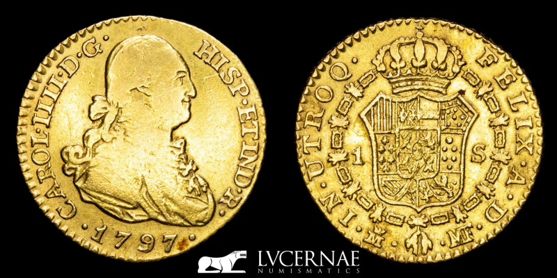 Spain - Carlos IV (1788 - 1808). 

Gold Escudo. Madrid. 1797. MF. 

3,38 g. 18 m...