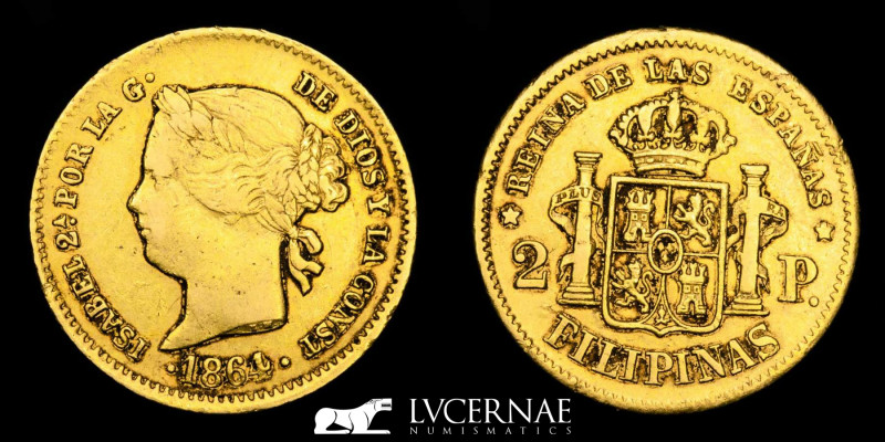 Spain - Isabel II (1833-1848). 2 pesos, gold. Minted in the Manila mint, to circ...