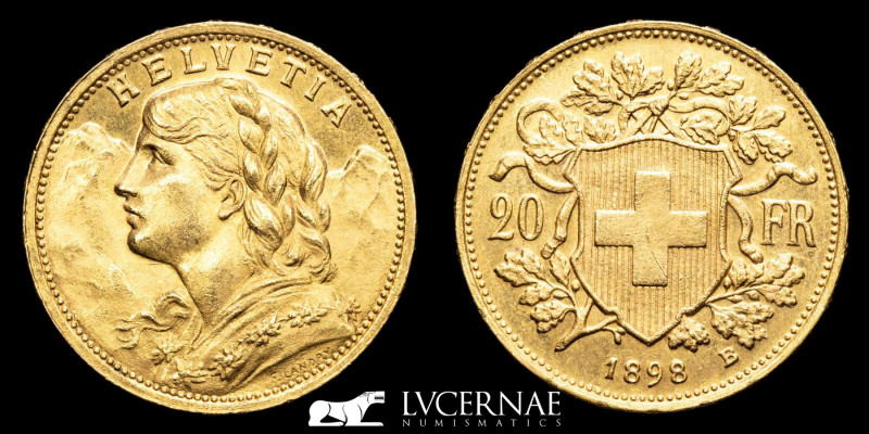 Switzerland - 20 gold francs. Minted in Bern (Switzerland), 1898.

HELVETIA. You...