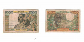 Cote D'Ivoire (Ivory Coast) Papel 1000 Francos France 1966 Very Fine