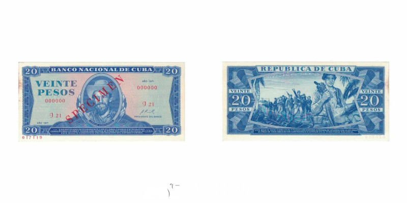 Cuba - Muestra.

20 Pesos 1971 - Pick 105.

Imprenta : Státní Tiskárna Cenin, Pr...