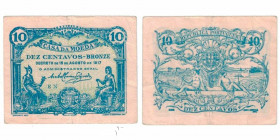Portugal Papel 10 Centavos Lisbon 1917 Very Fine