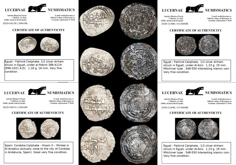 Lot of 4 Fatimid Caliphate of Egypt islamic 1/2 silver dirhams.

Lot sold as see...