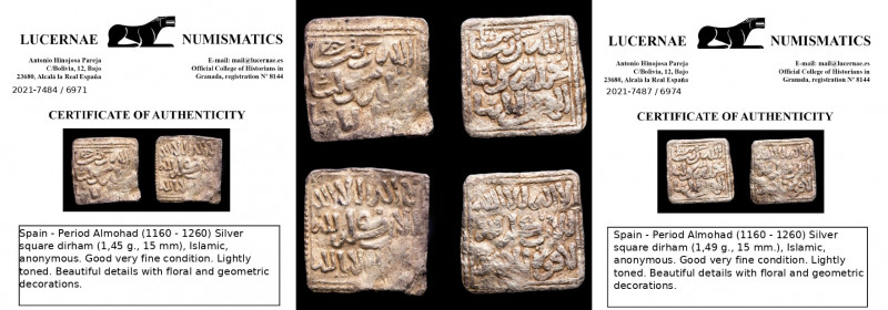 Lot of 2 Almohad Empire in Al-Andalus square silver dirhams.

Lot sold as seen -...