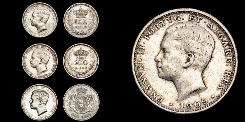 Portugal - Manuel II - Lot comprising three silver coins

1. - 100 Réis 1910.
Si...