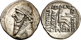 Imperio Parto. Mithradates II (123-88 a.C.). Dracma. (S. 7371). 3,63 g. MBC+/EBC-.
