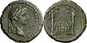 (12-14 d.C.). Tiberio. Lugdunum. As. (Spink. 1756) (Co. 33 ó 37) (RIC. 238a ó 245, de Augusto). 10,68 g. MBC.