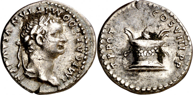 (82 d.C.). Domiciano. Denario. (Spink 2748 var) (S. 598) (RIC. 94). 3,19 g. MBC.