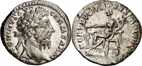 (176 d.C.). Marco Aurelio. Denario. (Spink. 4899) (S. 203) (RIC. 343). 3,26 g. MBC+.