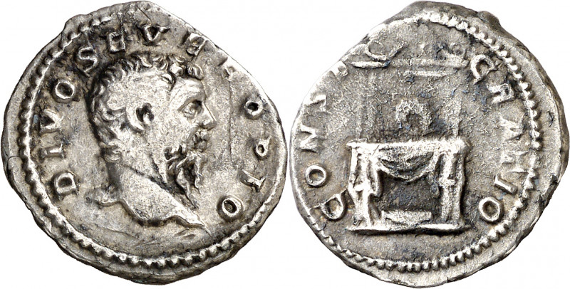 (211 d.C.). Septimio Severo. Denario. (Spink 7054) (S. 87) (RIC. 191E, Caracalla...