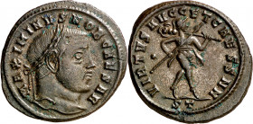 (305-306 d.C.). Maximino II, Daza. Ticinum. Follis. (Spink 14768) (Co. 191) (RIC. 58b). 10,39 g. EBC-.