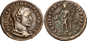 (306-307 d.C.). Constantino I. Treveri. Follis. (Spink. 15526 var) (Co. 220 var) (RIC. 668). 9,86 g. MBC+.