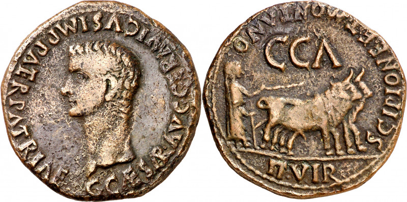 Calígula. Caesaraugusta (Zaragoza). As. (FAB. 387) (ACIP. 3104c). 12,90 g. MBC.