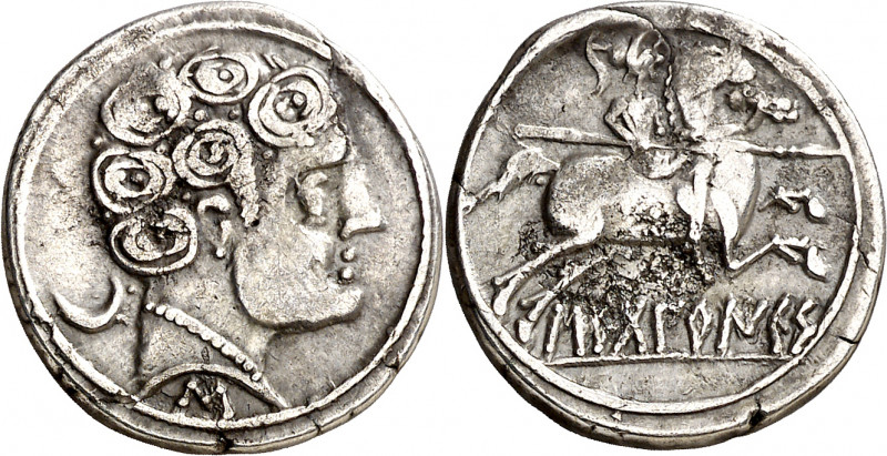 Secobirices (Saelices). Denario. (FAB. 2169) (ACIP. 1870). 3,59 g. MBC.