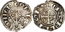 Comtat d'Urgell. Ponç de Cabrera (1236-1243). Agramunt. Diner. (Cru.V.S. 126.2) (Cru.C.G. 1943c). Cospel algo faltado. 0,70 g. MBC-.