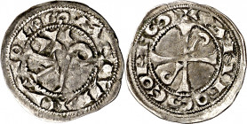 Comtat de Tolosa. Alfons Jordà (1112-1148). Tolosa. Òbol. (Duplessy 1227) (P.A. falta). La leyenda de anverso empieza a las 6h del reloj. 0,45 g. MBC+...