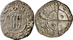 Comtat de Provença. Ramon Berenguer V (1209-1245). ¿Arlès?. Diner heràldic. (Cru.V.S. 176 var) (Cru.Occitània 103a) (Cru.C.G. 2032 var). 0,65 g. MBC-....