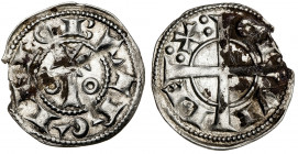Alfons I (1162-1196). Barcelona. Diner. (Cru.V.S. 296) (Cru.C.G. 2100). Cospel algo faltado. Ligeras oxidaciones. 1 g. MBC-.