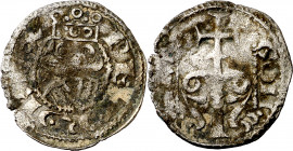 Pere I (1196-1213). Zaragoza. Dinero jaqués. (Cru.V.S. 32) (Cru.C.G. 2116). 0,86 g. MBC-.