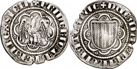 Frederic III de Sicília (1296-1337). Sicília. Pirral. (Cru.V.S. 566) (Cru.C.G. 2554). Cospel algo faltado. Escasa. 3,14 g. (MBC-).