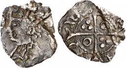 Alfons IV (1416-1458). Barcelona. Terç de croat. (Cru.V.S. falta) (Cru.C.G. falta). Cospel faltado. 0,65 g. (BC).