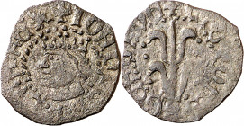 Joan II (1458-1479). Girona. Diner rocabertí. (Cru.V.S. 949.3) (Cru.C.G. 2988c). Escasa. 0,79 g. MBC.