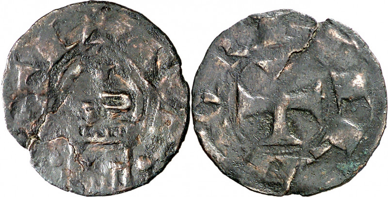 Alfonso VII (1126-1157). Toledo. Dinero. (AB. 96). Leyendas parcialmente visible...