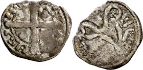 Alfonso IX (1188-1230). Santiago de Compostela. Dinero. (AB. 130.3). Cospel faltado. 0,67 g. (MBC-).
