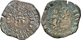 Enrique II (1368-1379). Toledo. Real de vellón de anagrama. (AB. 423.1). Grieta. 2,95 g. MBC-.