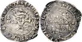 Enrique II (1368-1379). Sevilla. Real de vellón de busto. (AB. 443.1). Leve grieta. Leyendas parcialmente visibles. 1,97 g. (MBC+).