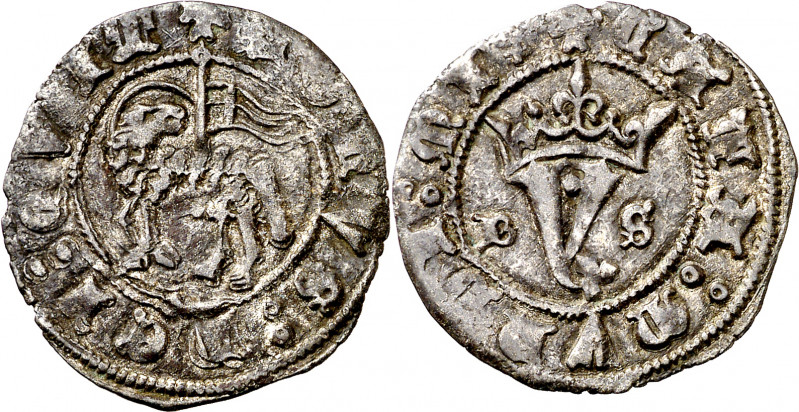 Juan I (1379-1390). Burgos. Blanca del Agnus Dei. (AB. 549) 1,66 g. MBC+.