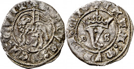 Juan I (1379-1390). Burgos. Blanca del Agnus Dei. (AB. 549) 1,66 g. MBC+.