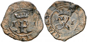 Reyes Católicos. Toledo. 1 blanca. (AC. 53). Sin roel acotando la marca de ceca. Ex Colección Isabel de Trastámara 13/12/2018, nº 1152. 1 g. MBC-.