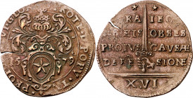 1579. Felipe II. Maastricht. 16 stuiver. (Vanhoudt 536). Grieta. CU. 9,90 g. MBC+.