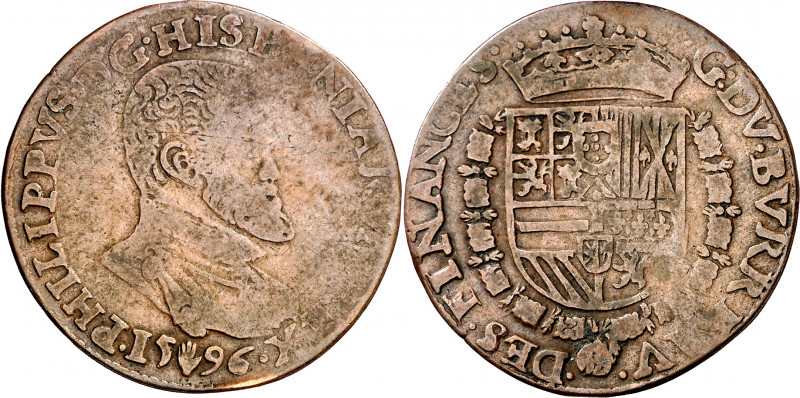 1596. Felipe II. Amberes. Jetón. 4,60 g. BC+.