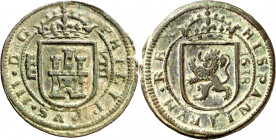 1618. Felipe III. Segovia. 8 maravedís. (AC. 338). Pátina verde. 6,38 g. MBC+.