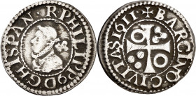 1611. Felipe III. Barcelona. 1/2 croat. (AC. 374). 1,39 g. MBC-/MBC.