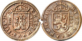 1621/19. Felipe IV. Segovia. 8 maravedís. (AC. 384). Leve defecto de cospel. Escasa. 5,95 g. MBC+.