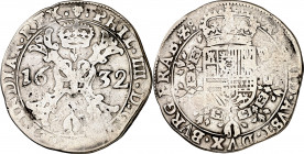 1632. Felipe IV. Bruselas. 1/2 patagón. (Vti. 762) (Vanhoudt 646.BS). Limpiada. Rara. 13,59 g. BC.