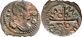 1648. Guerra dels Segadors. Barcelona. 1 diner. (AC. 30). Busto de Lluís XIV. Buen ejemplar. 0,51 g. MBC+.